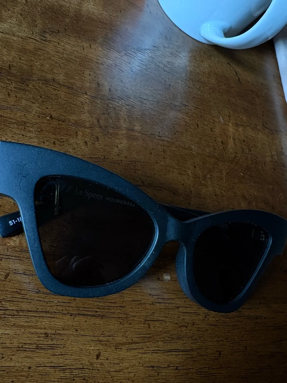 Le Specs Black Cat-Eye Sunglasses with Dark Green Lenses